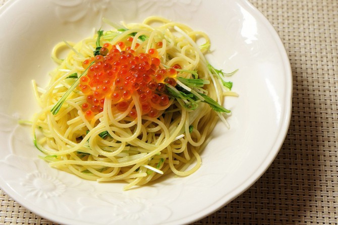 いくらと水菜パスタ