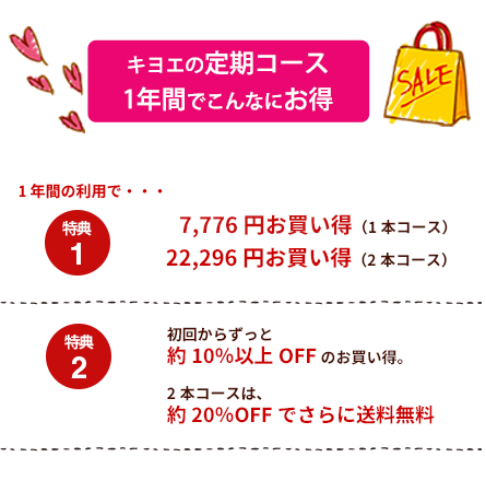 キヨエ定期コース1年間でこんなにお得